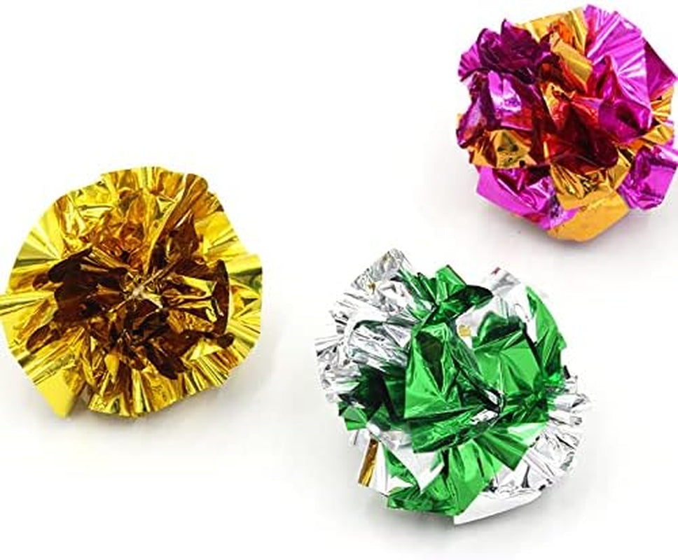 12 Packs Crinkle Balls Cat Toys for Indoor Cats, Lightweight Shiny Crinkle Paper Ball for Kitten (Random Color) (2.36 In)
