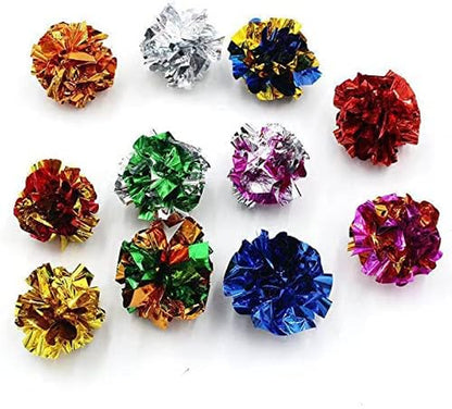 12 Packs Crinkle Balls Cat Toys for Indoor Cats, Lightweight Shiny Crinkle Paper Ball for Kitten (Random Color) (2.36 In)