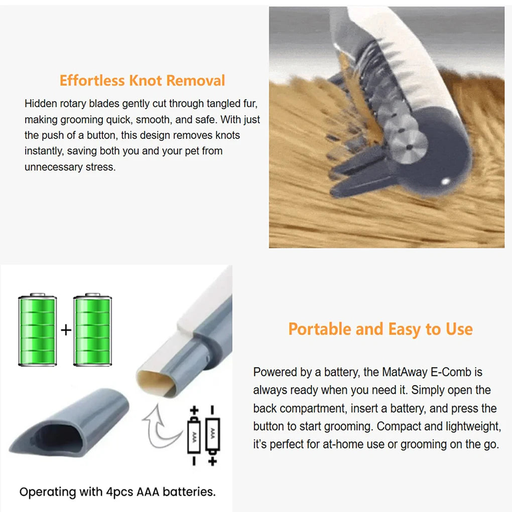 Electric Pet Dog Grooming Comb Remove Mats Tangles Cat Hair Trimmer Knot Out Remove Mats Tangles Tool Supplies Grooming