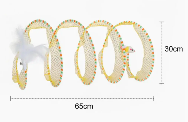65*30Cm Cat Tunnel Toy Foldable Interactive Self Play Cat Hunting Spiral Plush and Feather Toys Decompression Spring Kitten Toys