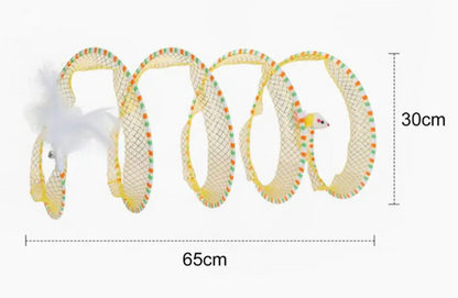 65*30Cm Cat Tunnel Toy Foldable Interactive Self Play Cat Hunting Spiral Plush and Feather Toys Decompression Spring Kitten Toys