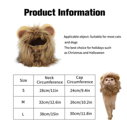 Cute Lion Mane Cat Wig Hat Pet Hat for Dogs Cats Kitten Cap 2026 New Year Party Cosplay Costume Cat Accessories Photo Props