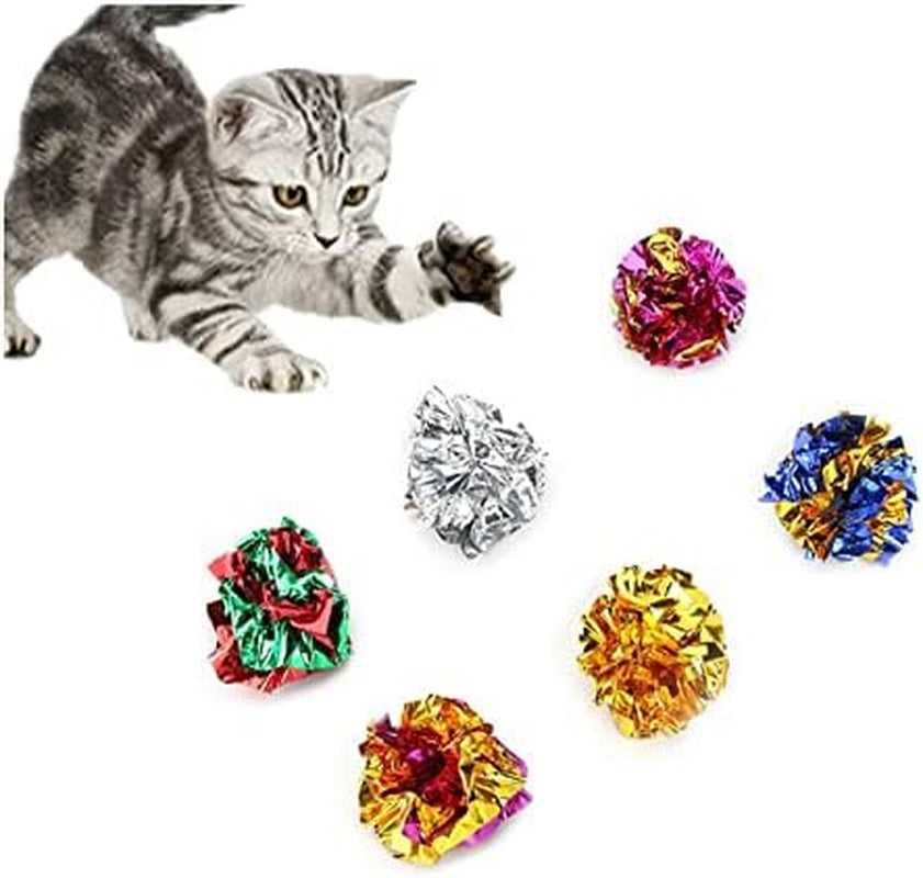 12 Packs Crinkle Balls Cat Toys for Indoor Cats, Lightweight Shiny Crinkle Paper Ball for Kitten (Random Color) (2.36 In)
